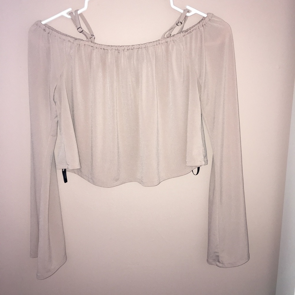 Forever 21, Off the shoulder cream pink crop top